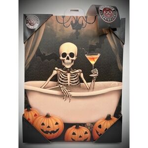 Notoriart Halloween Skeleton Martini‎ Canvas Wall Art Decor Pumpkins